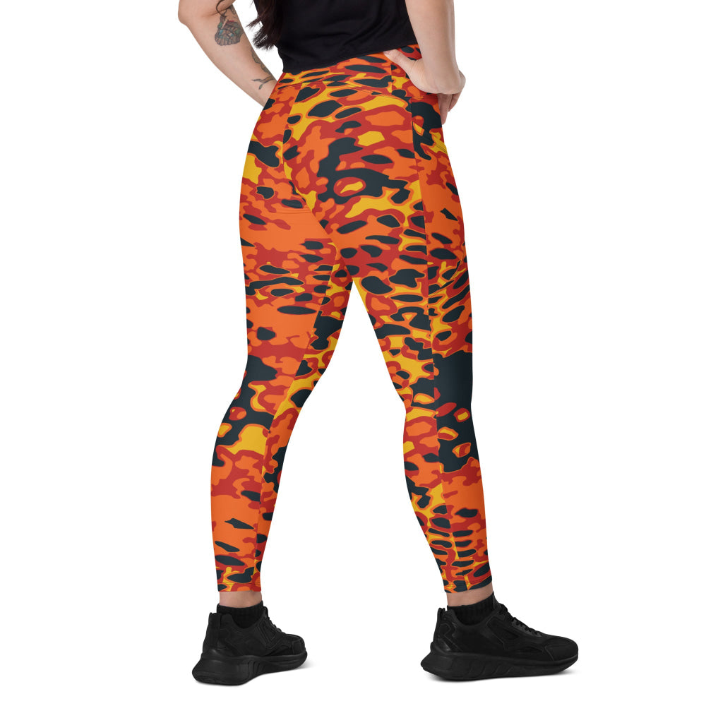 Plane Tree Hunter Orange CAMO Leggings with pockets - 2XS - Womens With Pockets