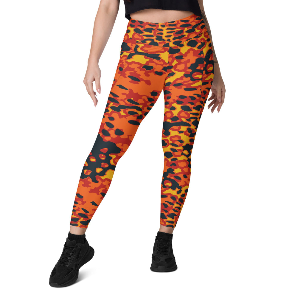 Plane Tree Hunter Orange CAMO Leggings with pockets - Womens With Pockets