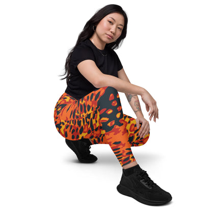 Plane Tree Hunter Orange CAMO Leggings with pockets - Womens With Pockets