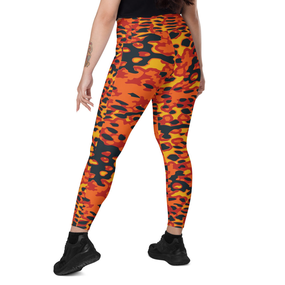 Plane Tree Hunter Orange CAMO Leggings with pockets - Womens With Pockets