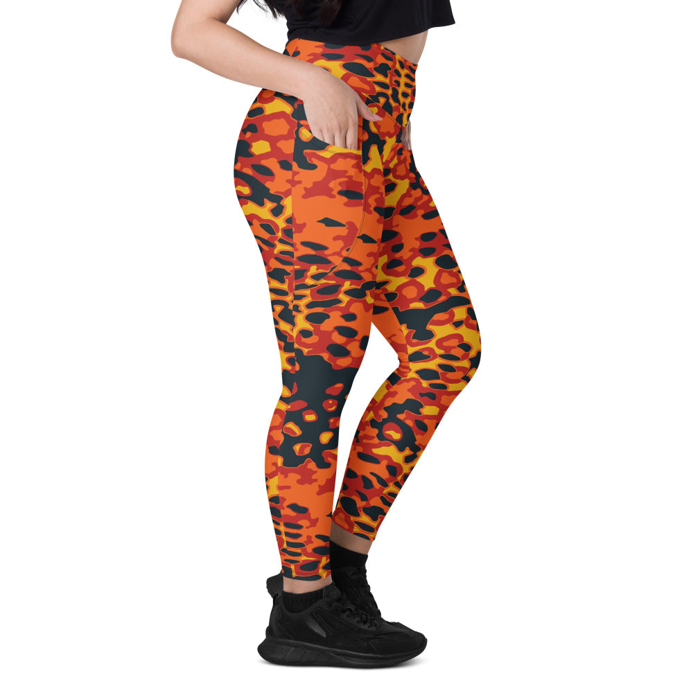 Plane Tree Hunter Orange CAMO Leggings with pockets - Womens With Pockets