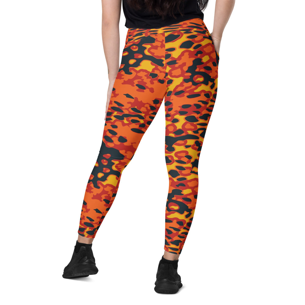 Plane Tree Hunter Orange CAMO Leggings with pockets - Womens With Pockets