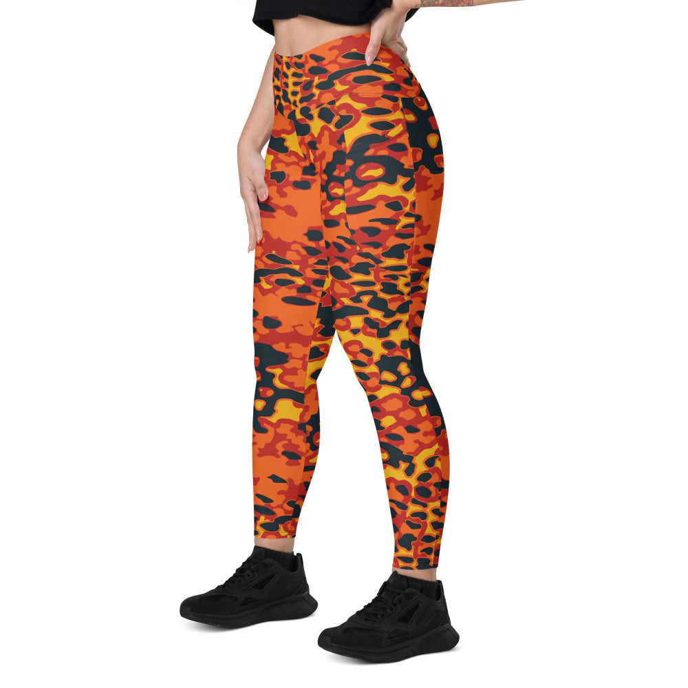 Plane Tree Hunter Orange CAMO Leggings with pockets - Womens With Pockets