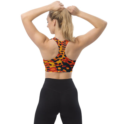 Plane Tree Hunter Orange CAMO Longline sports bra - Womens Sports Bra