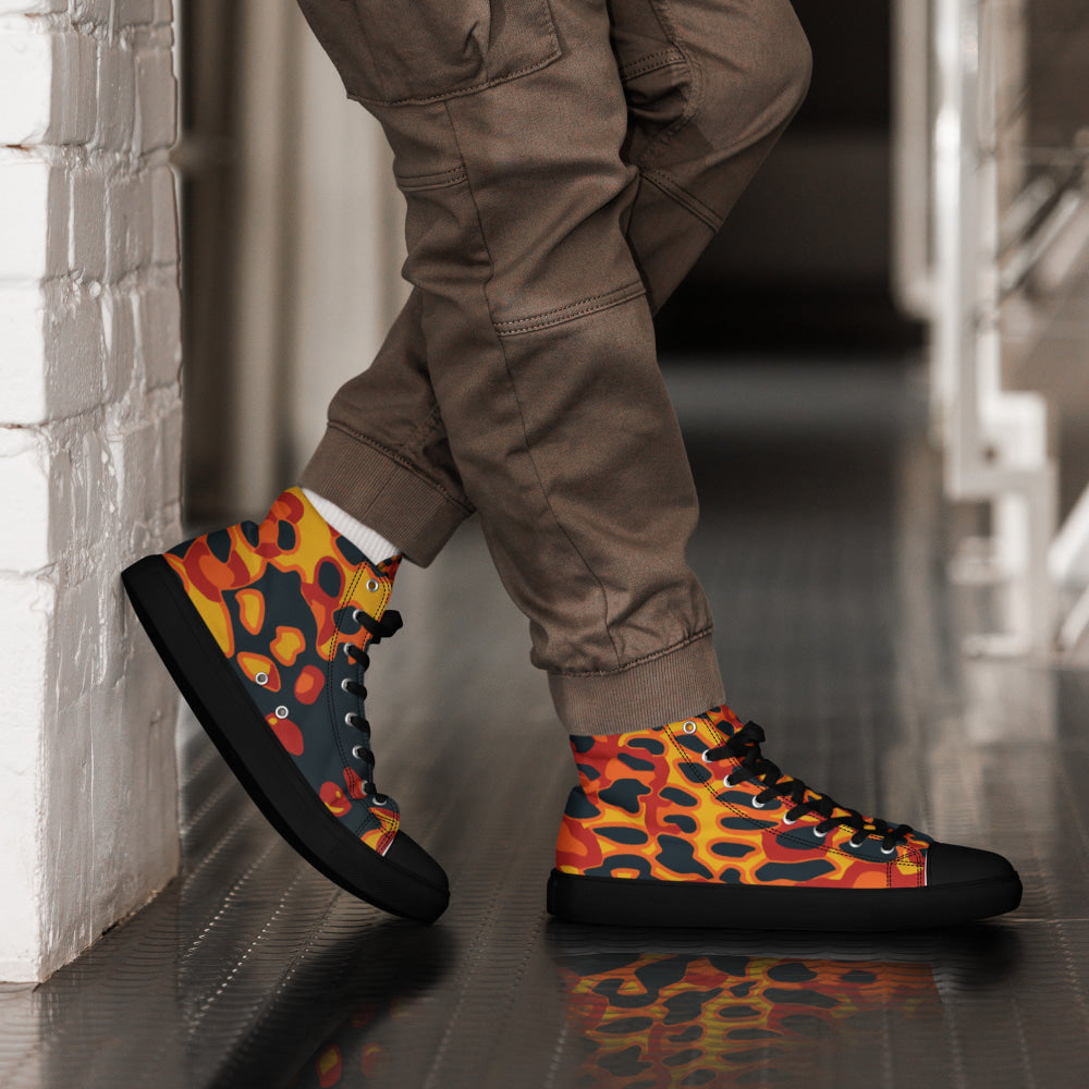 Plane Tree Hunter Orange CAMO Men’s high top canvas shoes - 5 - Mens High Top Canvas Shoes