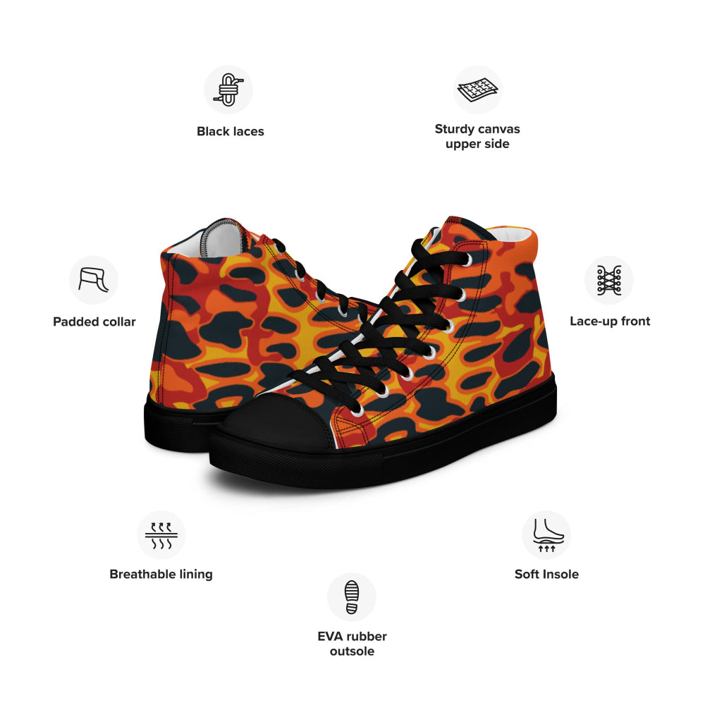 Plane Tree Hunter Orange CAMO Men’s high top canvas shoes - Mens High Top Canvas Shoes