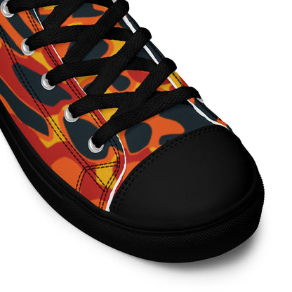 Plane Tree Hunter Orange CAMO Men’s high top canvas shoes - Mens High Top Canvas Shoes