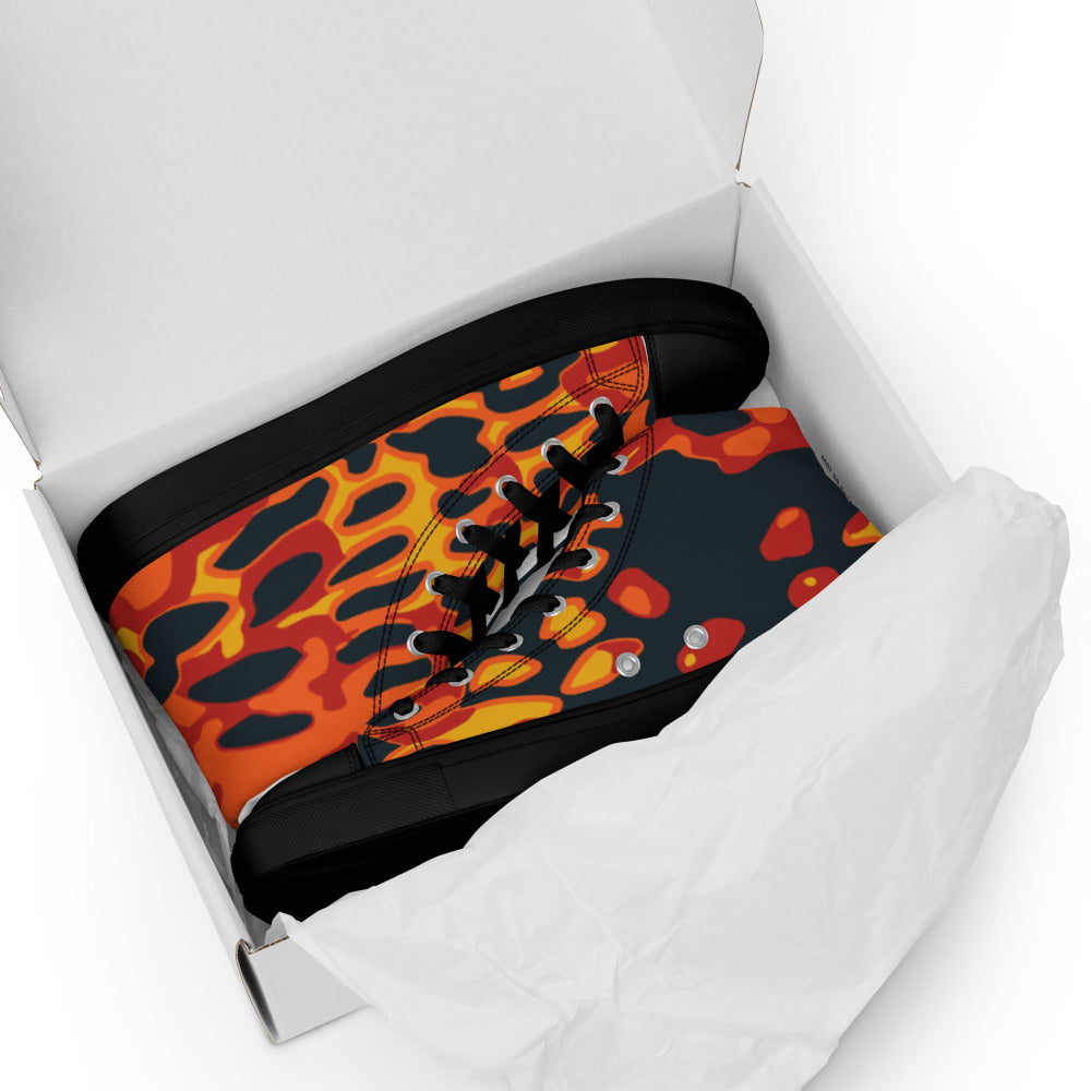 Plane Tree Hunter Orange CAMO Men’s high top canvas shoes - Mens High Top Canvas Shoes