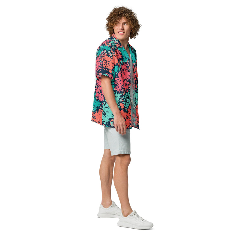 Plane Tree Miami Neon CAMO Unisex Short-Sleeve Button Shirt - Button-Up