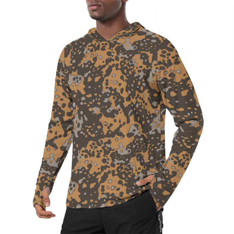 Plane Tree Platanenmuster Autumn Heritage CAMO Mens Sunscreen Sports Hoodie With Thumb Holes - S / White