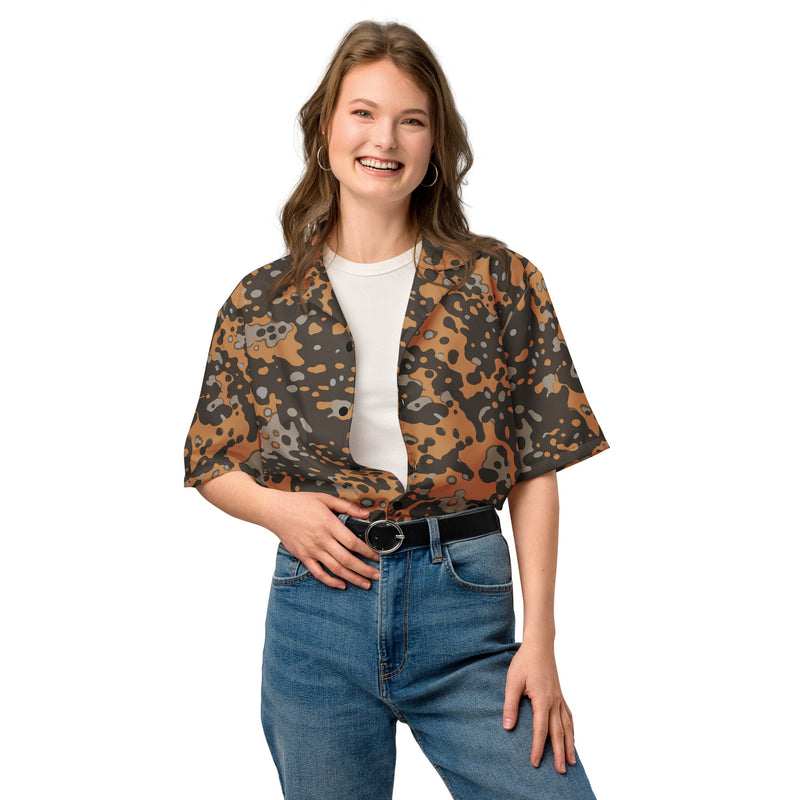 Plane Tree Platanenmuster Autumn Heritage CAMO Unisex Short-Sleeve Button Shirt - Button-Up