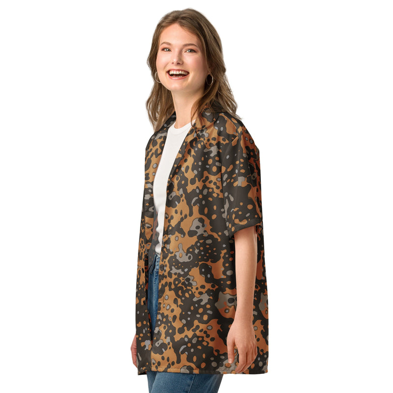 Plane Tree Platanenmuster Autumn Heritage CAMO Unisex Short-Sleeve Button Shirt - Button-Up
