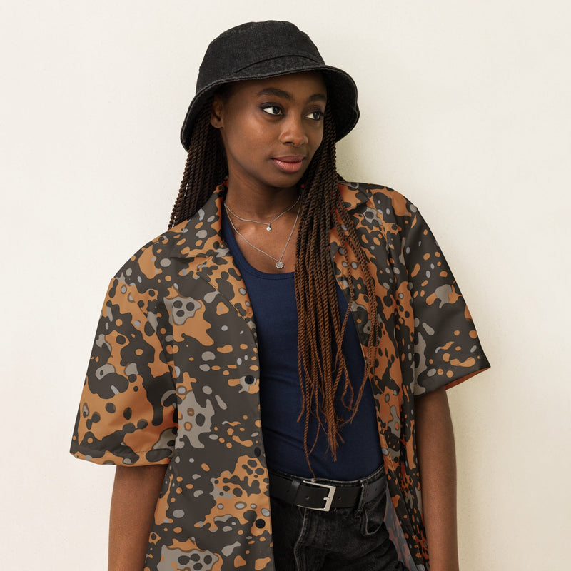 Plane Tree Platanenmuster Autumn Heritage CAMO Unisex Short-Sleeve Button Shirt - Button-Up