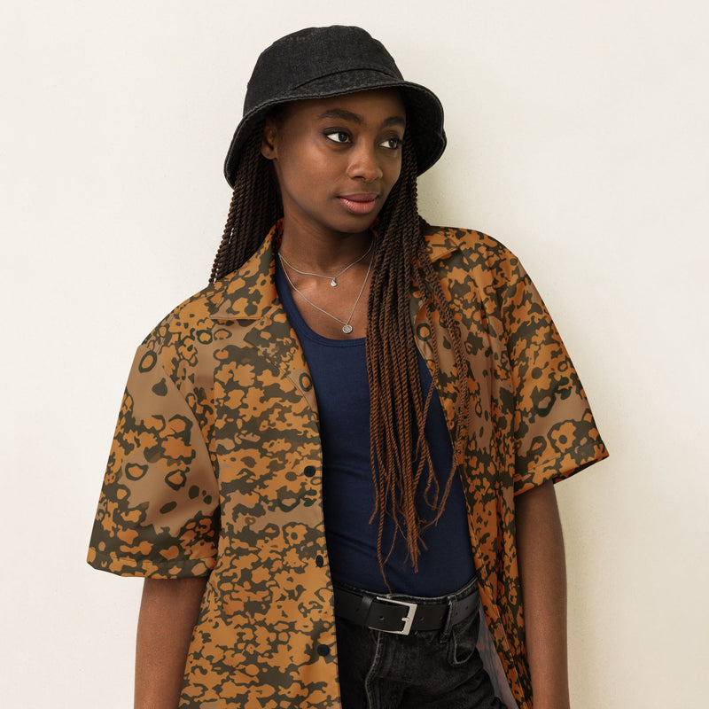 Plane Tree Platanenmuster Autumn Heritage CAMO Unisex Short-Sleeve Button Shirt - Button-Up
