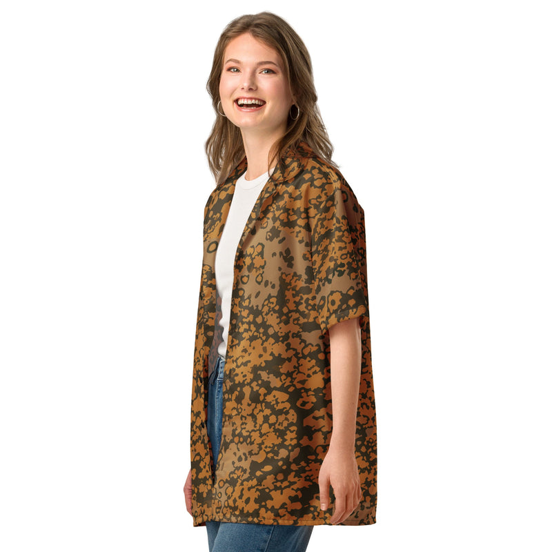Plane Tree Platanenmuster Autumn Heritage CAMO Unisex Short-Sleeve Button Shirt - Button-Up