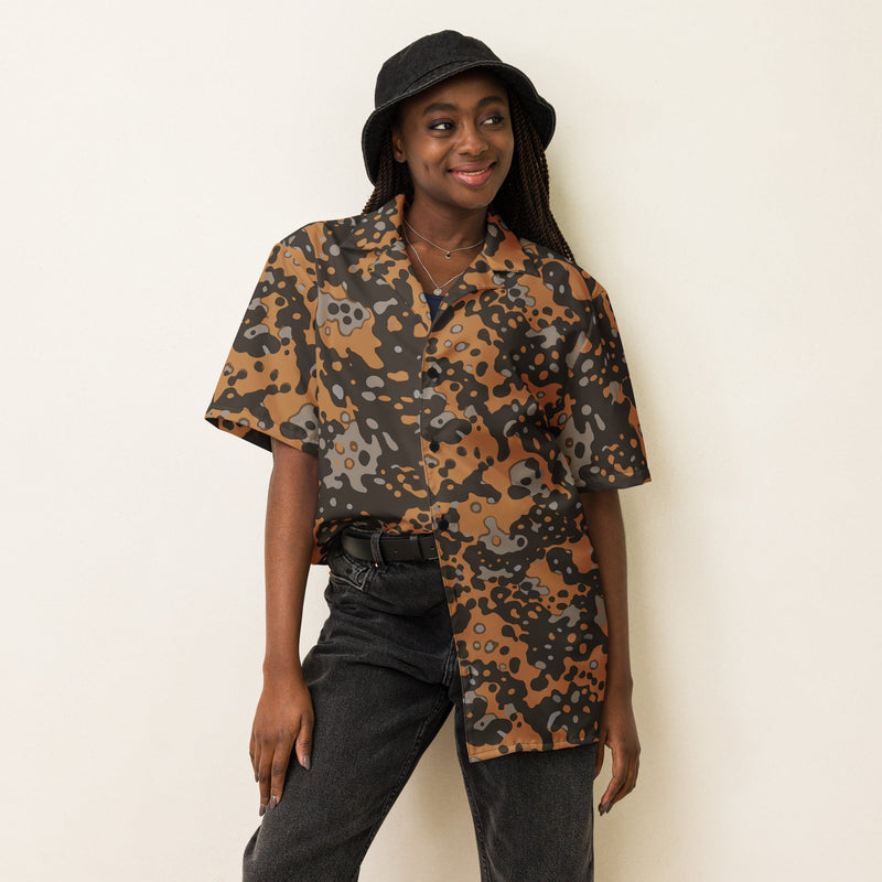 Plane Tree Platanenmuster Autumn Heritage CAMO Unisex Short-Sleeve Button Shirt - Button-Up