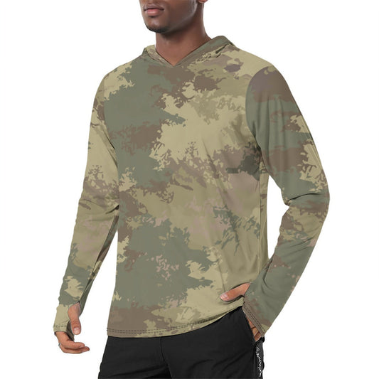 Poisonous Multi-Terrain CAMO Mens Sunscreen Sports Hoodie With Thumb Holes - S / White