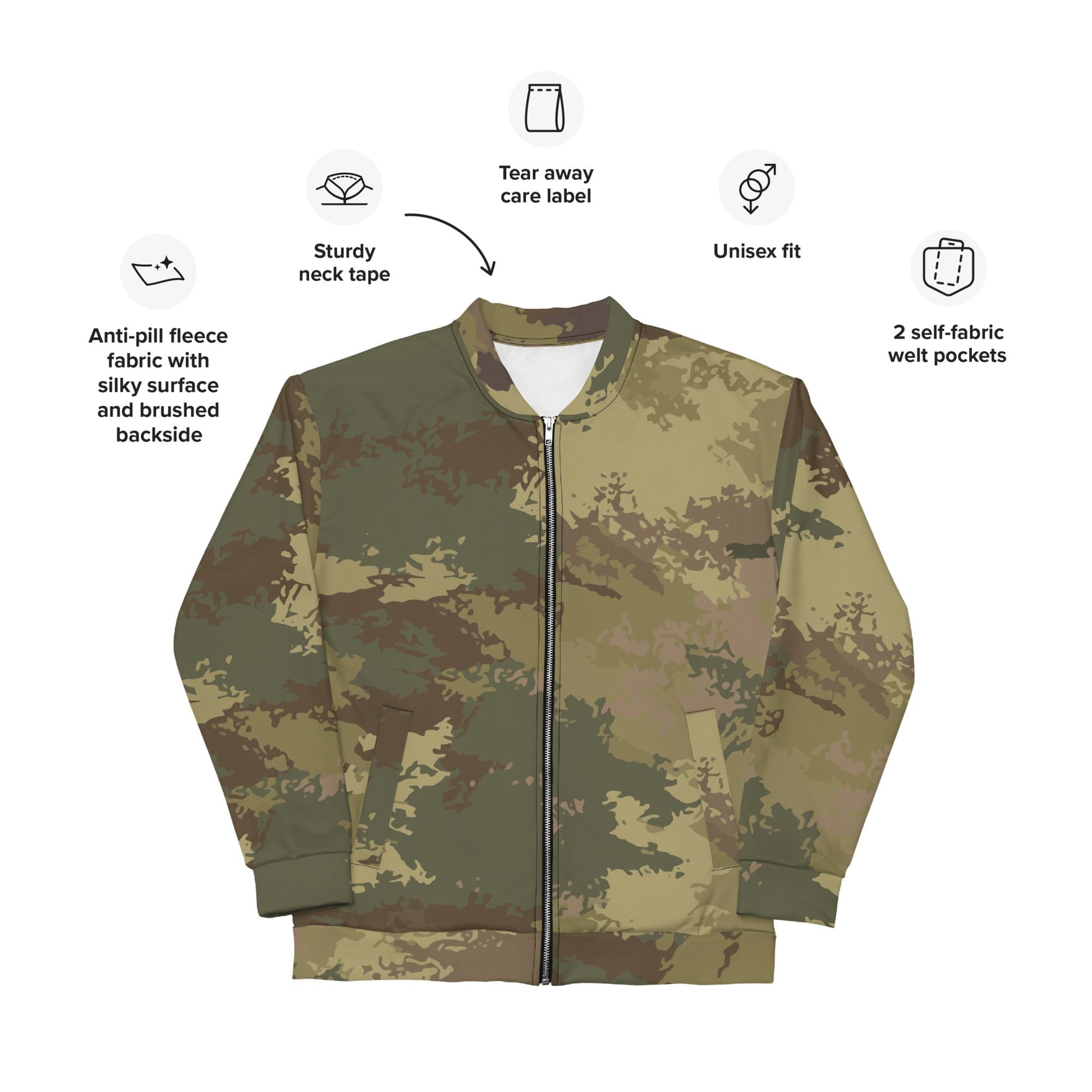 Poisonous Multi-Terrain CAMO Unisex Bomber Jacket - Jackets