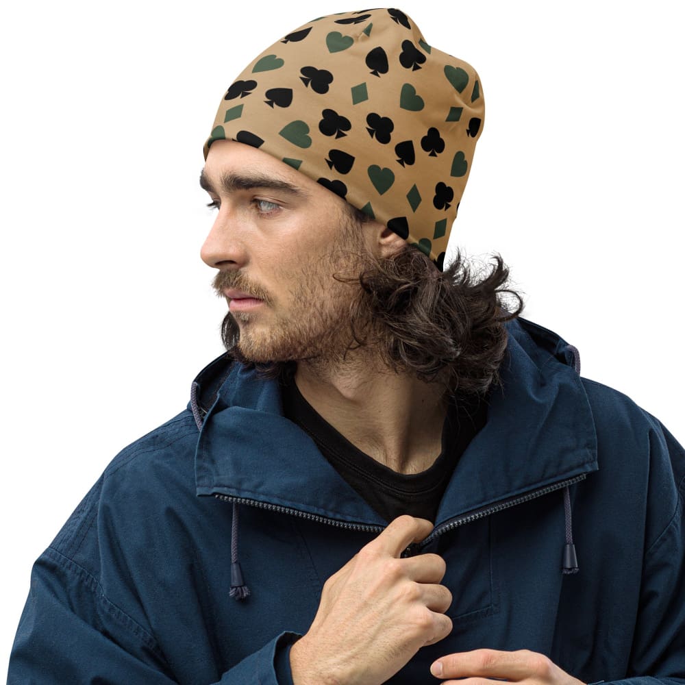 Poker Playing Card Suits CAMO Beanie - S