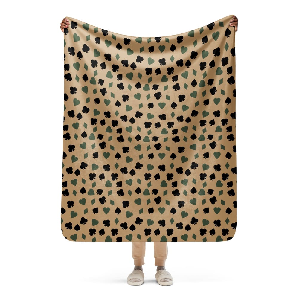 Poker Playing Card Suits CAMO Sherpa blanket - 50″×60″