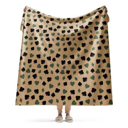 Poker Playing Card Suits CAMO Sherpa blanket - 60″×80″