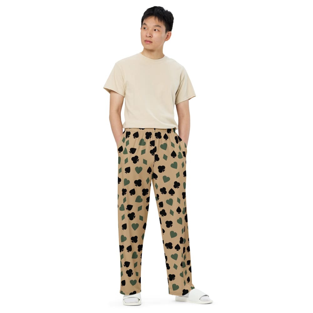 Poker Playing Card Suits CAMO unisex wide-leg pants