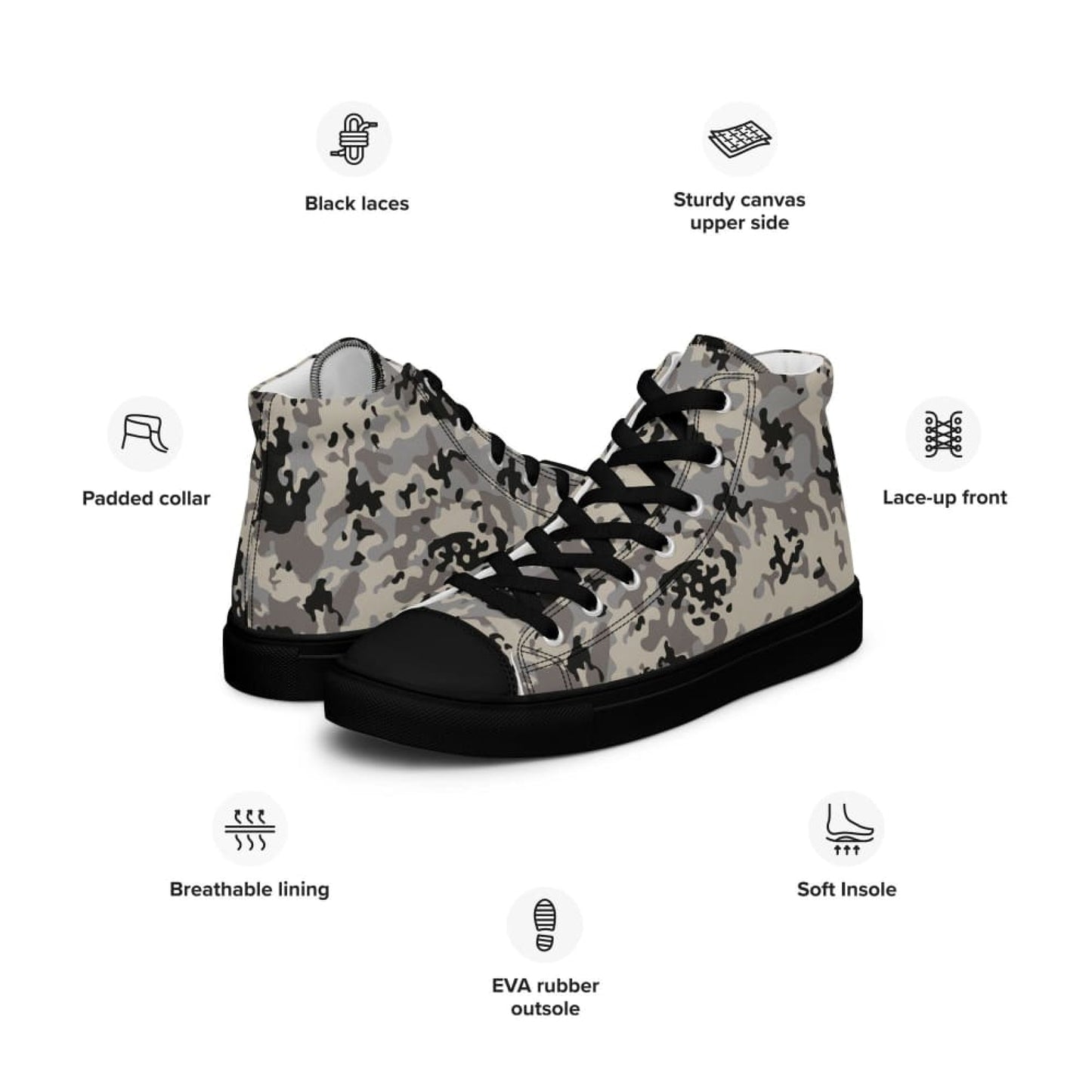 Polish Flecktarn Urban Anti-Terrorist CAMO Mens high top canvas shoes - High Top Canvas Shoes