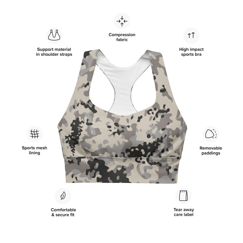 Polish Flecktarn Urban Anti-Terrorist WZ AT 1 Plamaik CAMO Longline sports bra - Womens Sports Bra