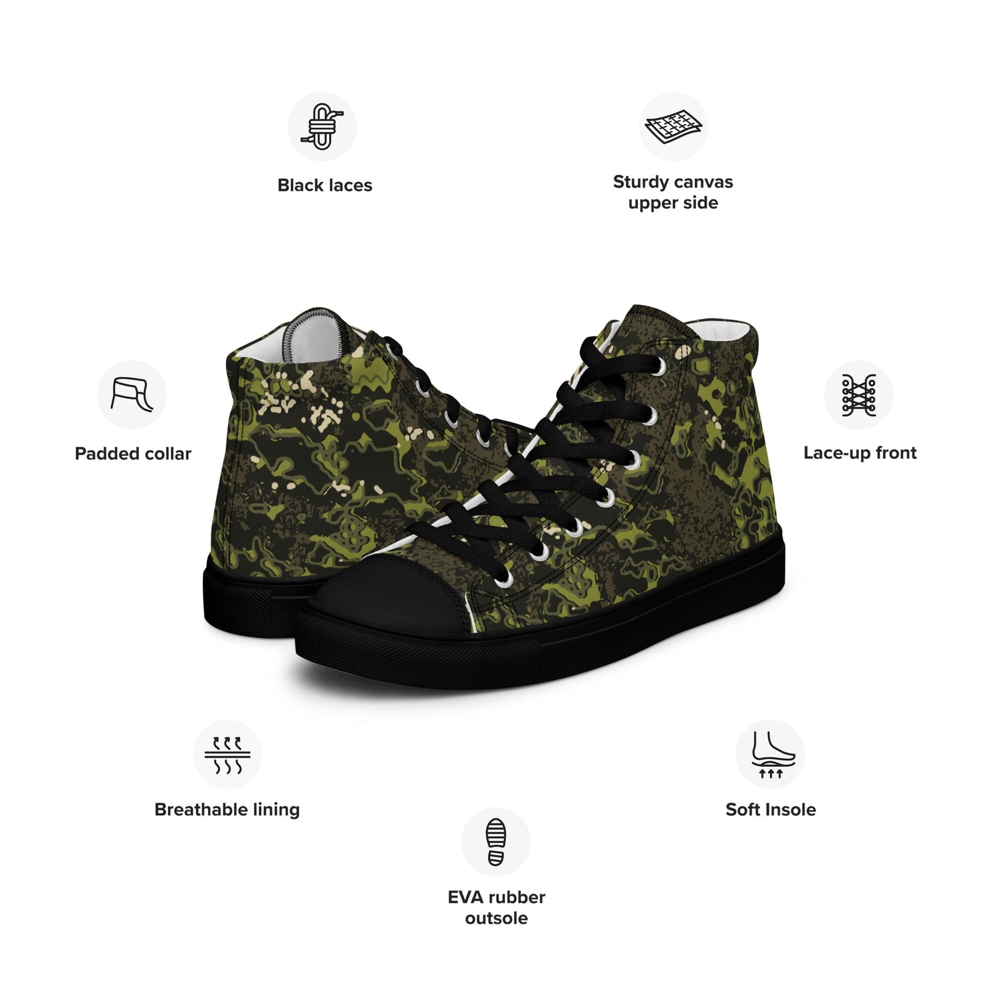 Polish Multi-Environmental Adaptive Pattern (MAPA) CAMO Men’s high top canvas shoes - Mens High Top Canvas Shoes