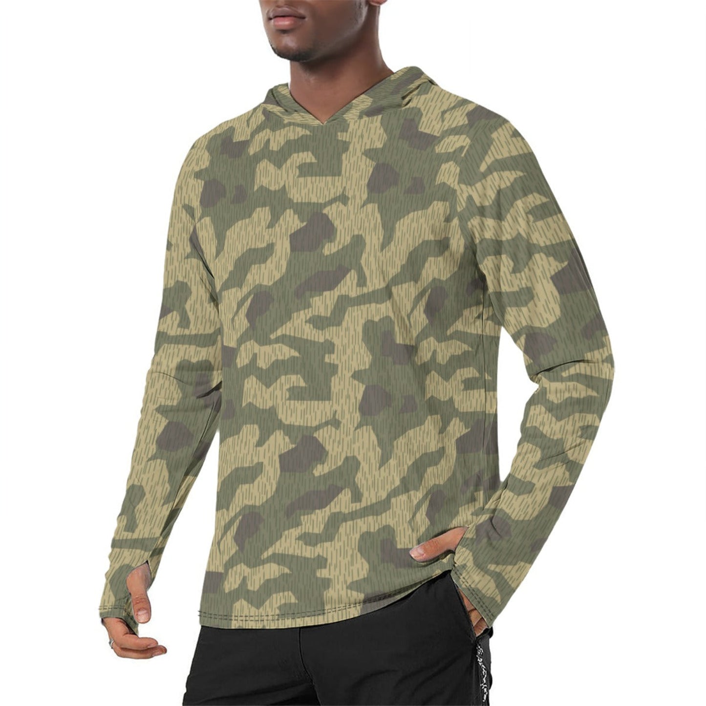 Polish Splittermuster WZ56 CAMO Mens Sunscreen Sports Hoodie With Thumb Holes