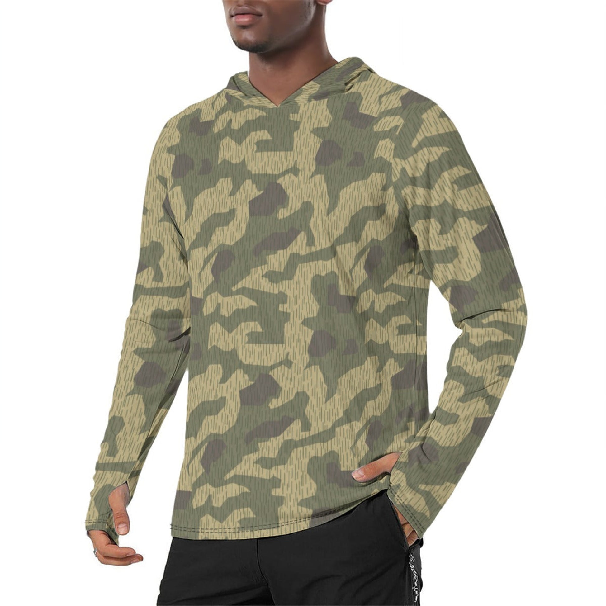 Polish Splittermuster WZ56 CAMO Mens Sunscreen Sports Hoodie With Thumb Holes - S / White - Hoodies