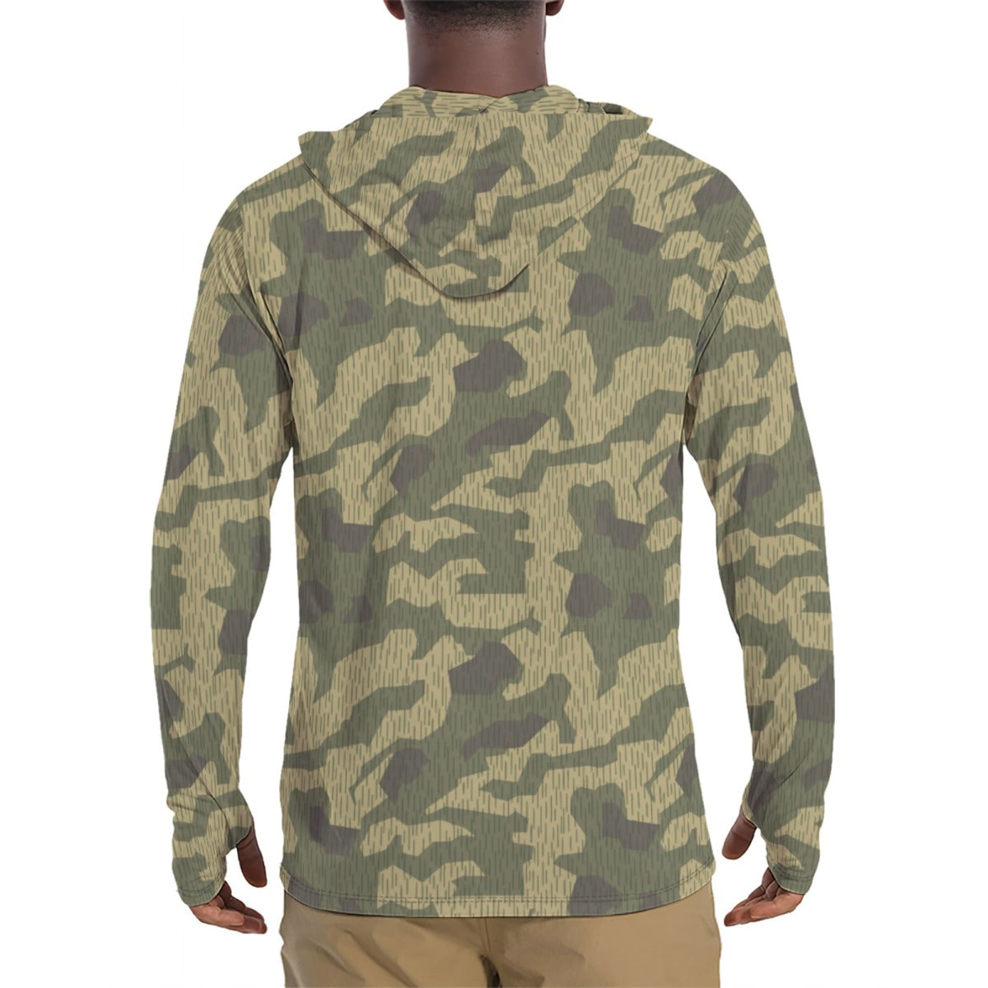 Polish Splittermuster WZ56 CAMO Mens Sunscreen Sports Hoodie With Thumb Holes - S / White
