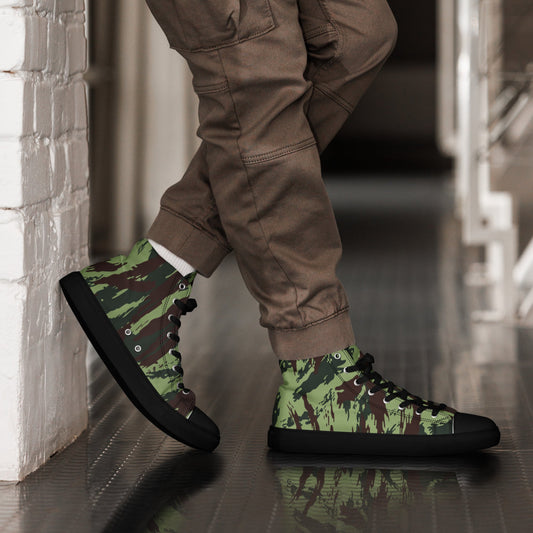 Portuguese Lizard Vertical CAMO Mens high top canvas shoes - Black / 5 - High Top Canvas Shoes