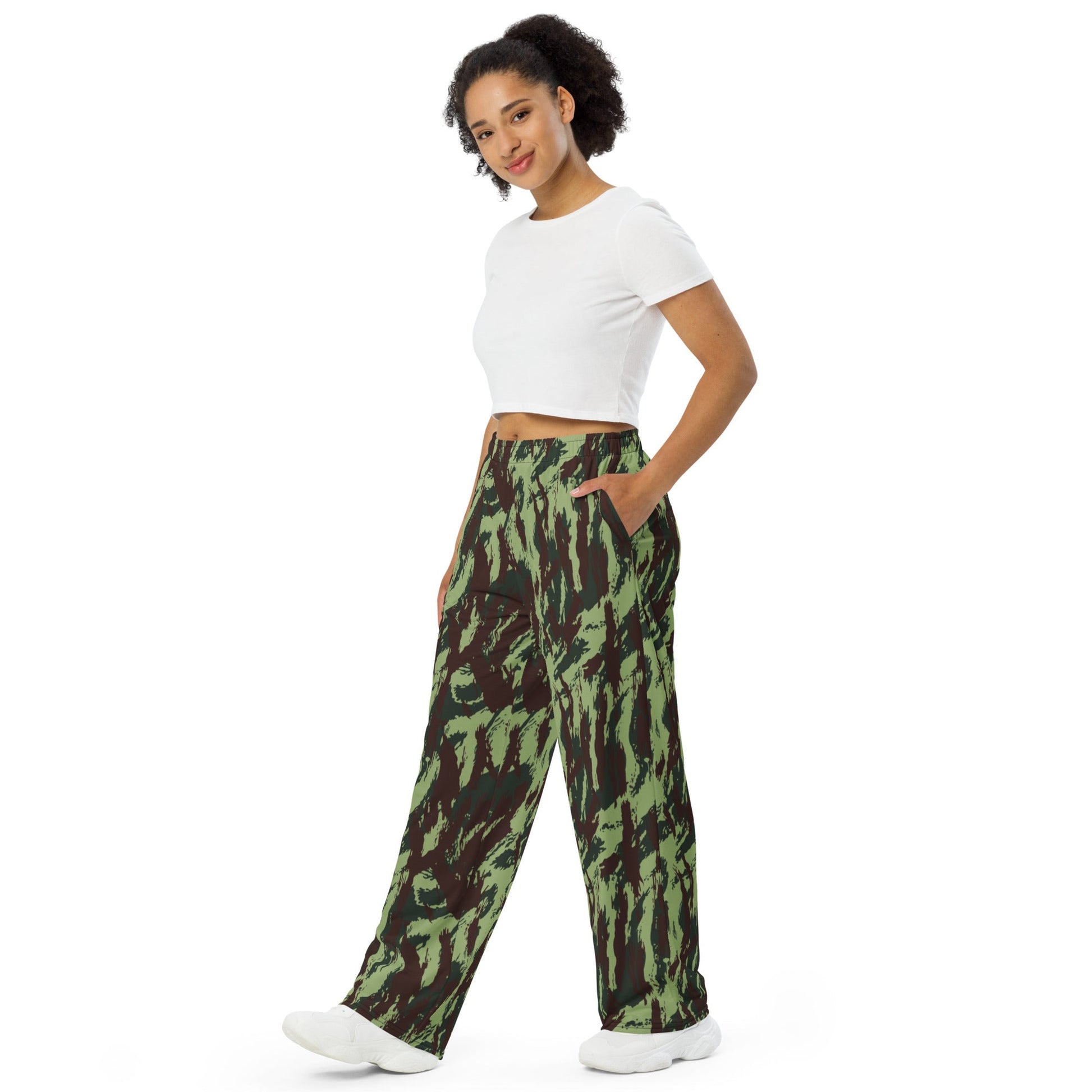 Portuguese Lizard Vertical CAMO unisex wide-leg pants - Wide-leg Pants