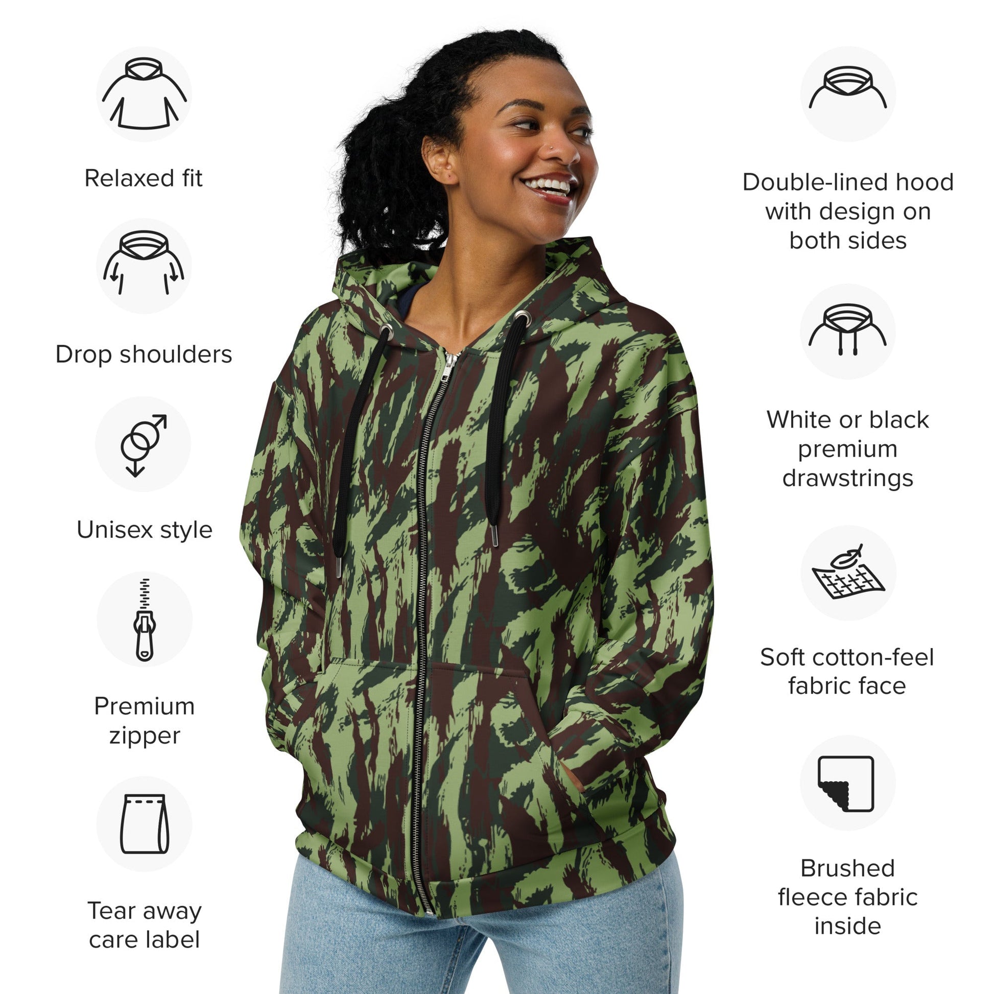 Portuguese Lizard Vertical CAMO Unisex zip hoodie - Zip Hoodies