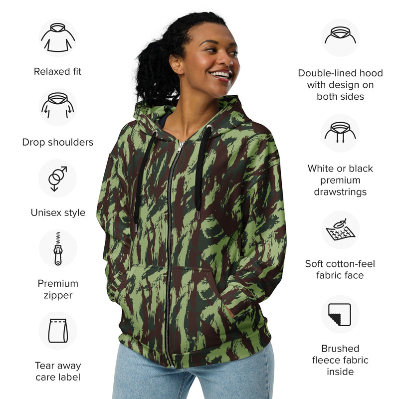 Lizard Portuguese Vertical CAMO Unisex Zip Hoodie