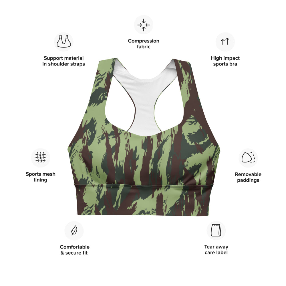 Portuguese M1964 Vertical Lizard CAMO Longline sports bra - Womens Sports Bra