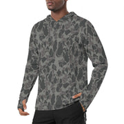 Frog Skin Midnight Marsh CAMO Mens Sunscreen Sports Hoodie With Thumb Holes - S / White