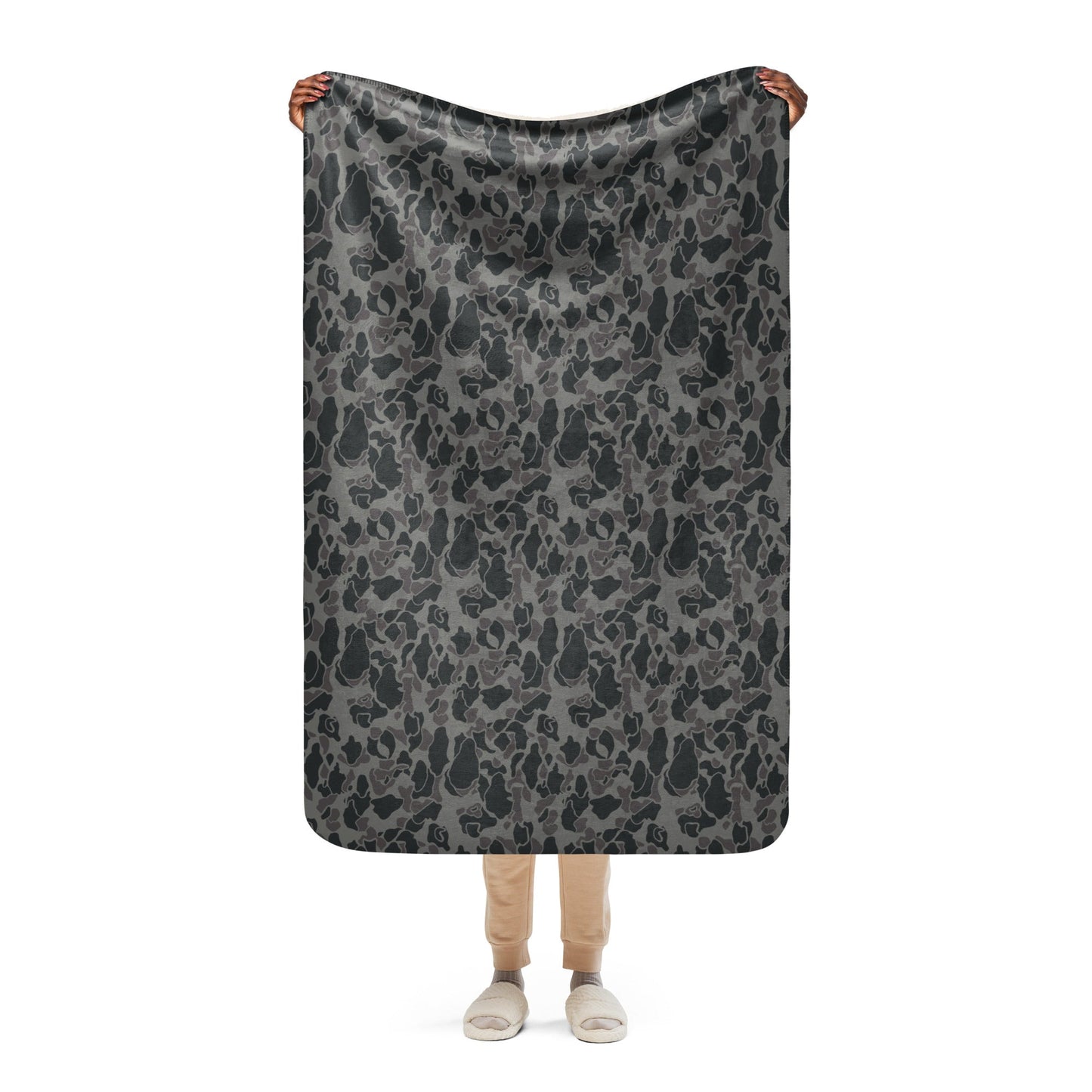 Rambo First Blood Part II Russian Frog Skin Movie CAMO Sherpa Blanket - 37″×57″
