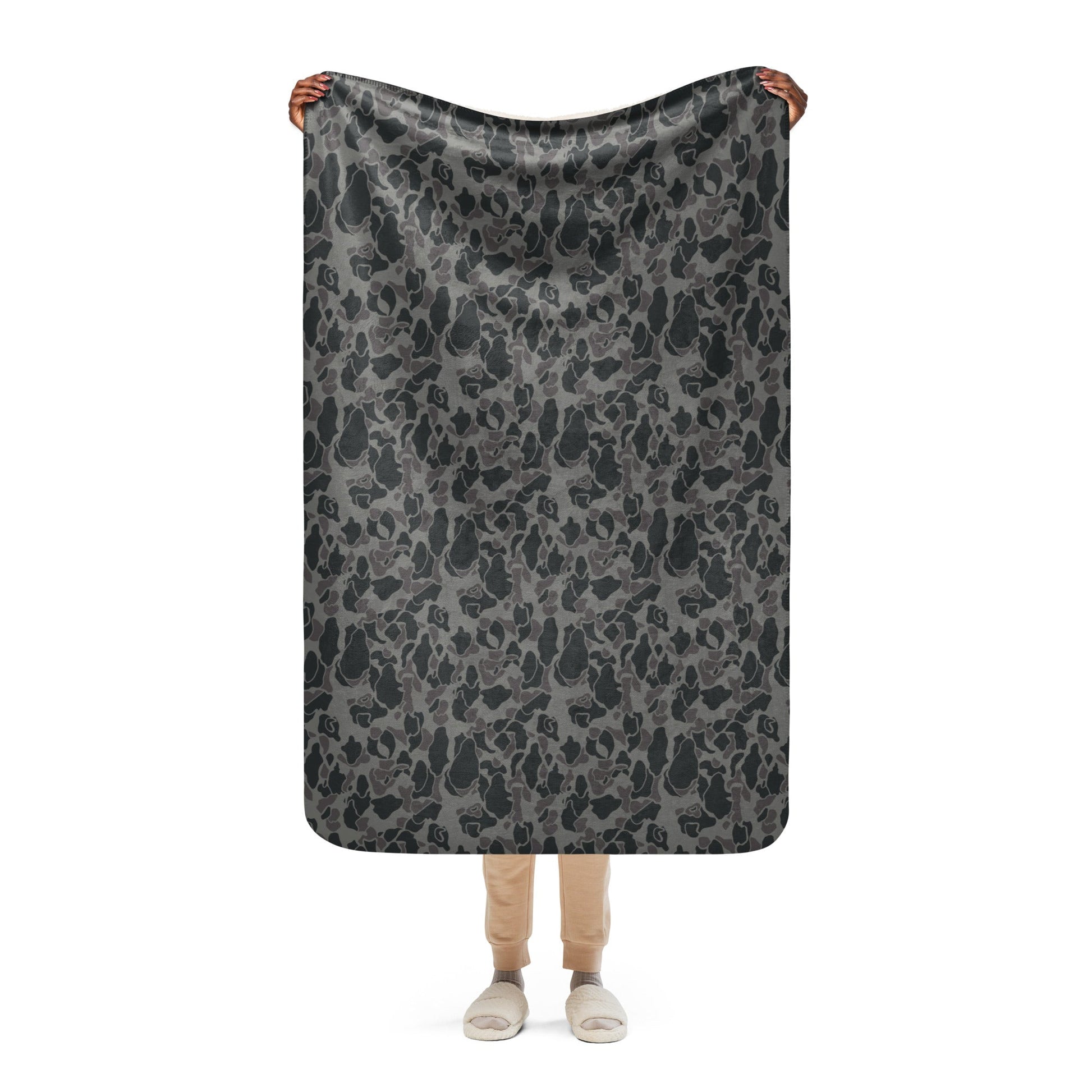 Rambo First Blood Part II Russian Frog Skin Movie CAMO Sherpa Blanket - 37″×57″