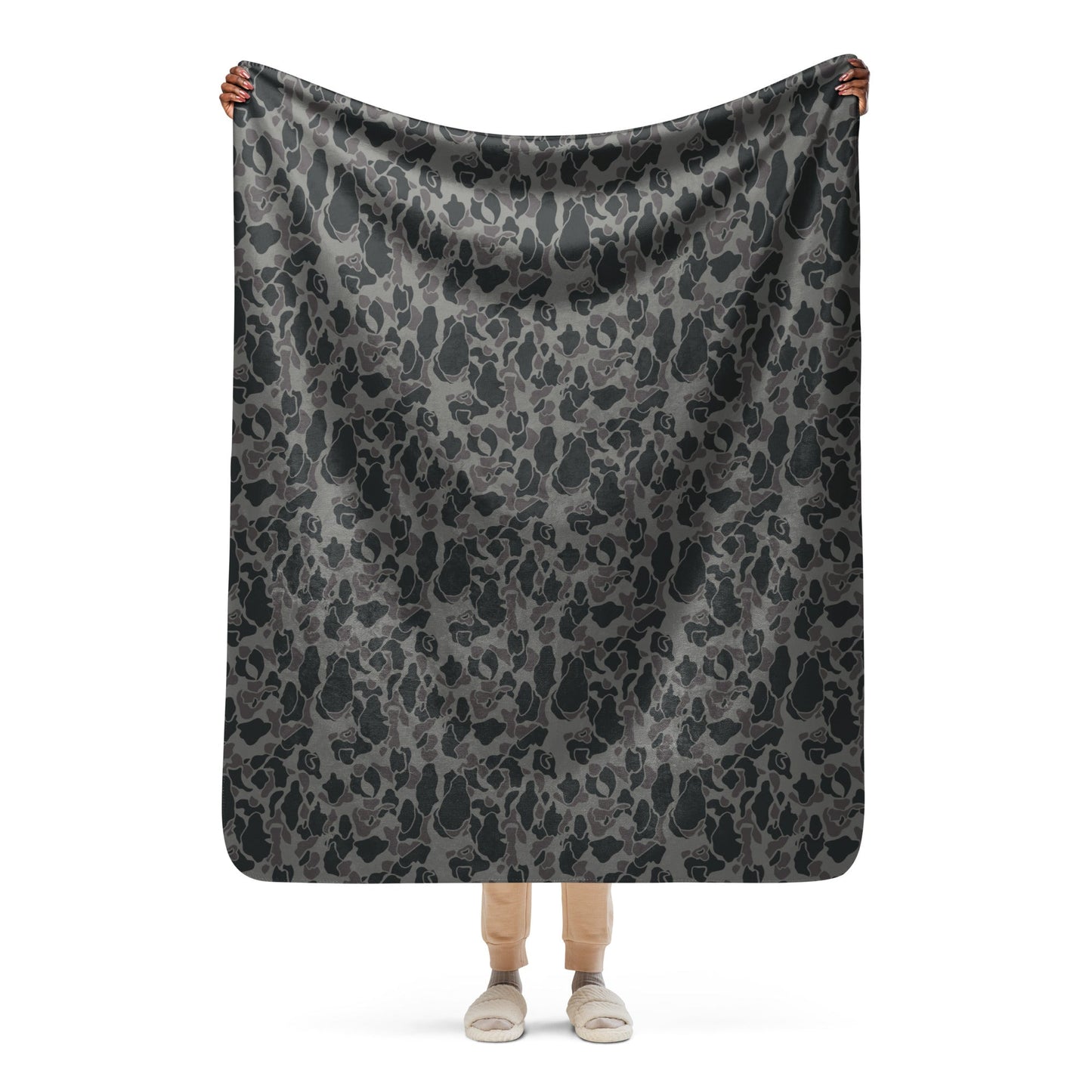 Rambo First Blood Part II Russian Frog Skin Movie CAMO Sherpa Blanket - 50″×60″
