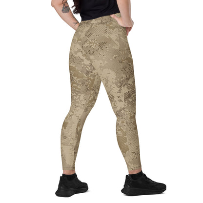 Rattlesnake Hex Desert CAMO Leggings with pockets - 2XS - Womens With Pockets