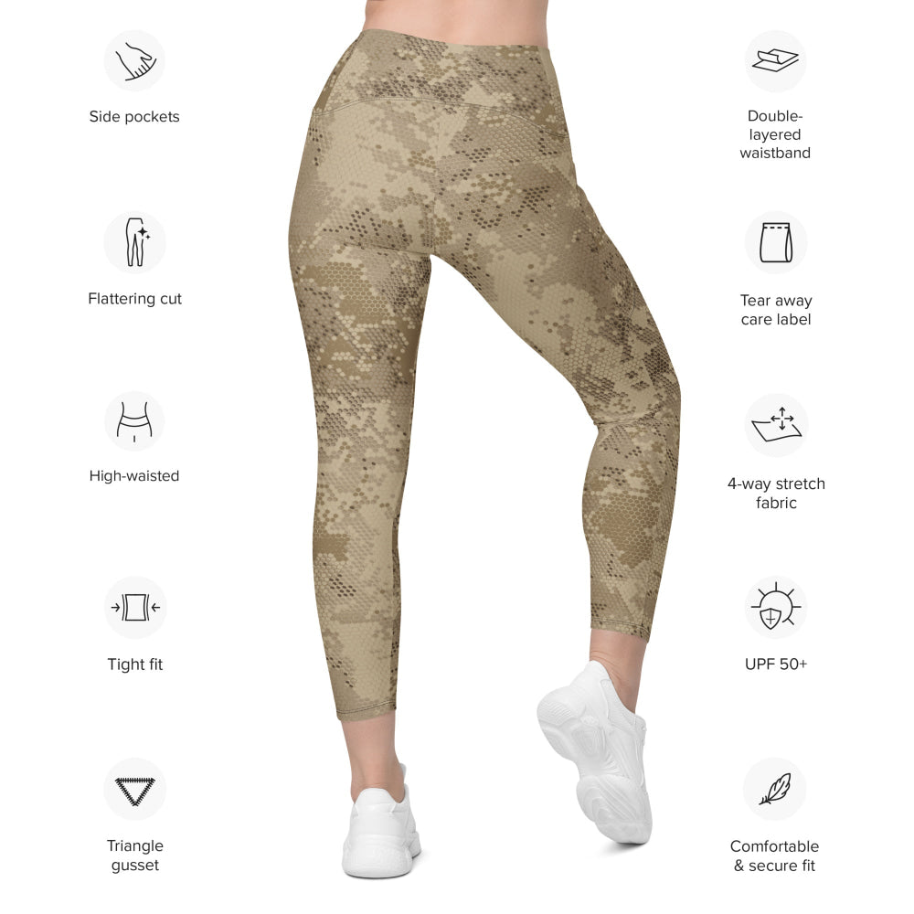 Rattlesnake Hex Desert CAMO Leggings with pockets - Womens With Pockets