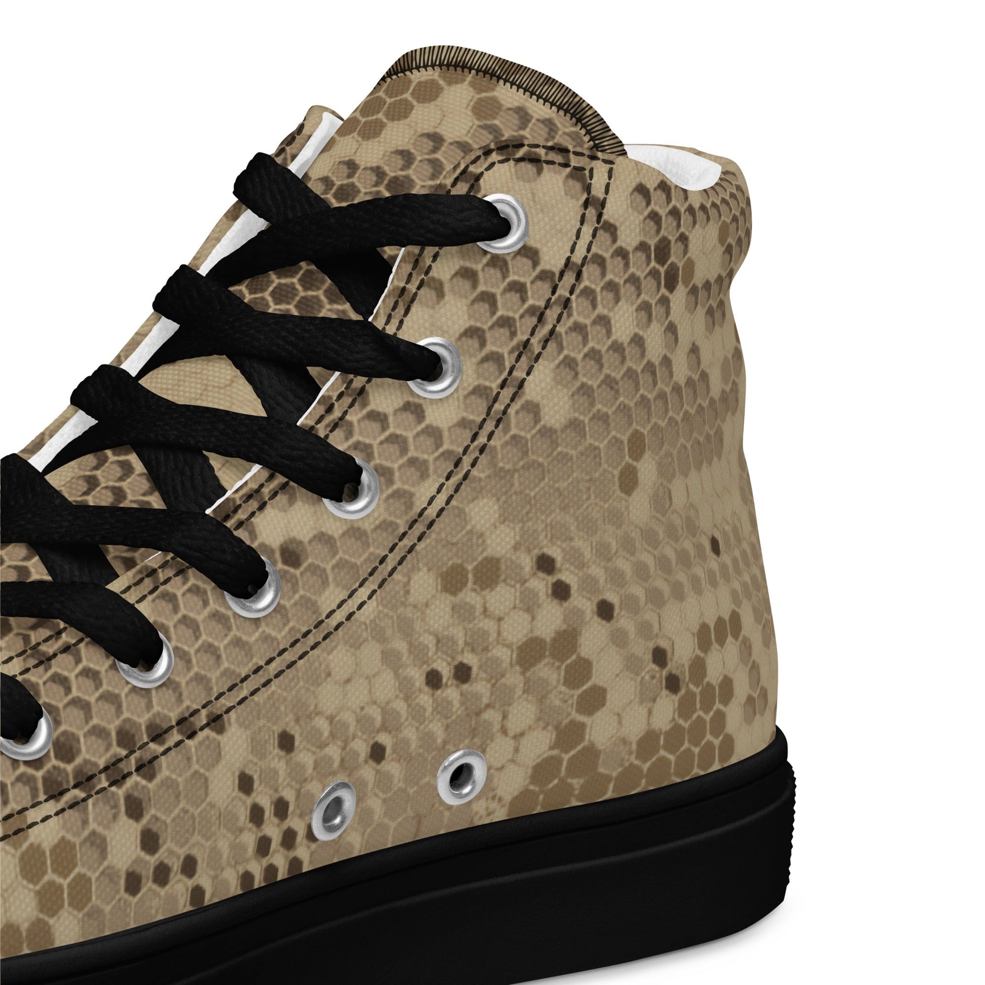 Rattlesnake Hex Desert CAMO Mens high top canvas shoes - High Top Canvas Shoes