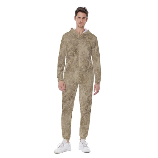 Rattlesnake Hex Desert CAMO Men’s Hooded Jumpsuit - S / White - Mens