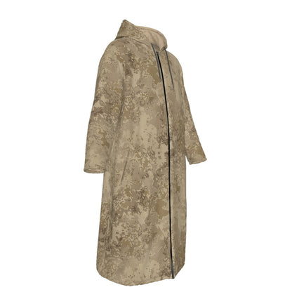 Rattlesnake Hex Desert CAMO Men’s Sherpa Zip Up Long Coat - Mens