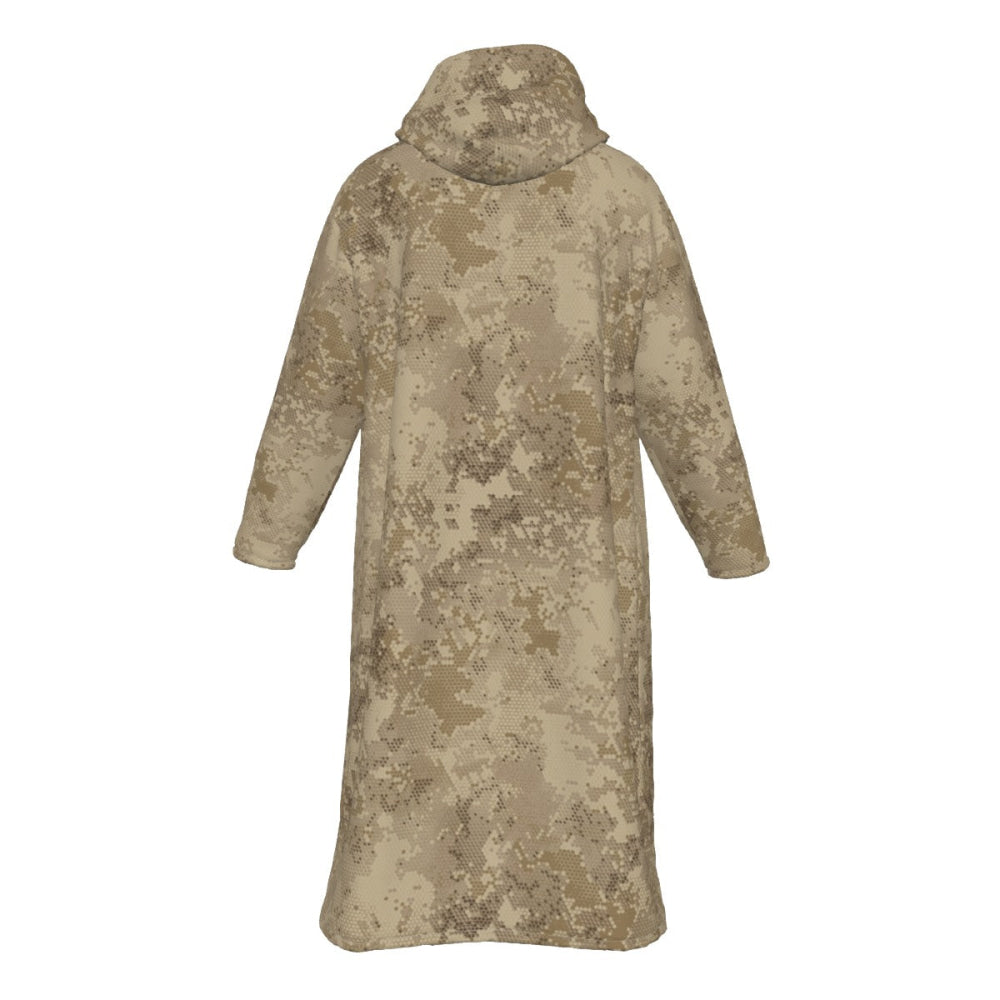 Rattlesnake Hex Desert CAMO Men’s Sherpa Zip Up Long Coat - Mens