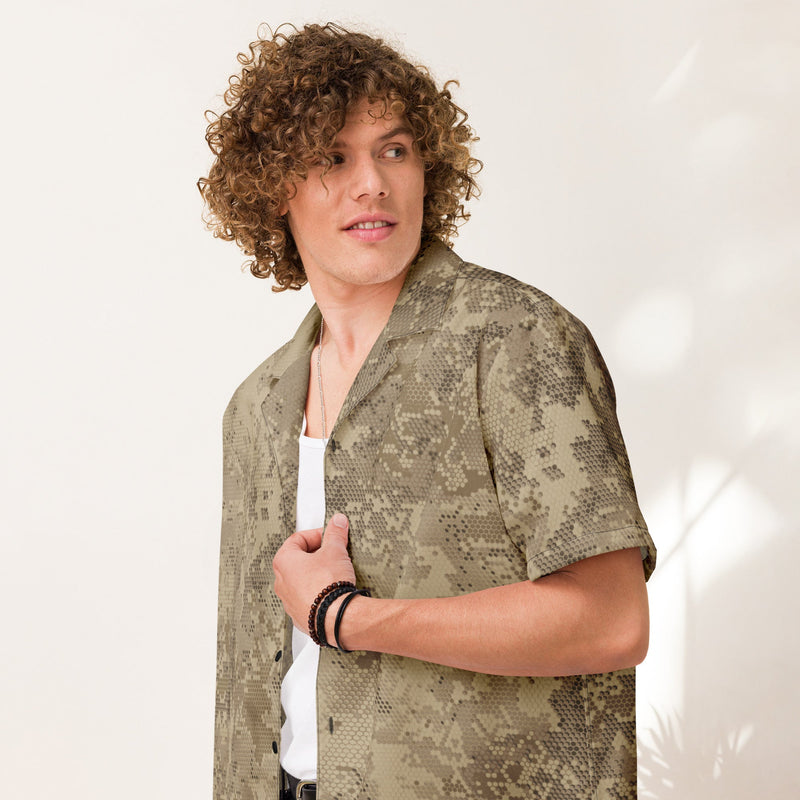Hex Rattlesnake Desert CAMO Unisex Short-Sleeve Button Shirt - Button-Up