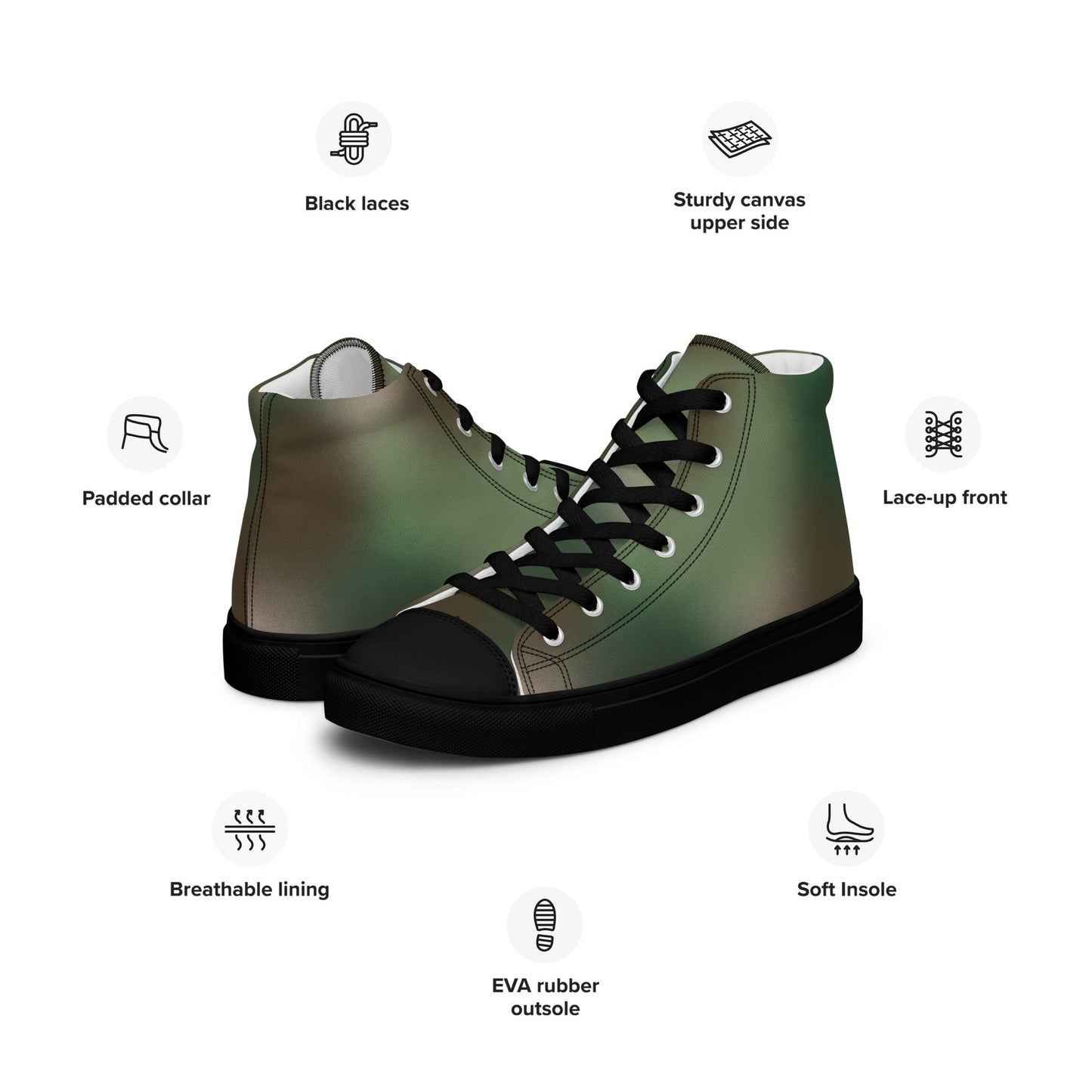 Rebel Endor Woodland CAMO Mens high top canvas shoes High Top Canvas Shoes