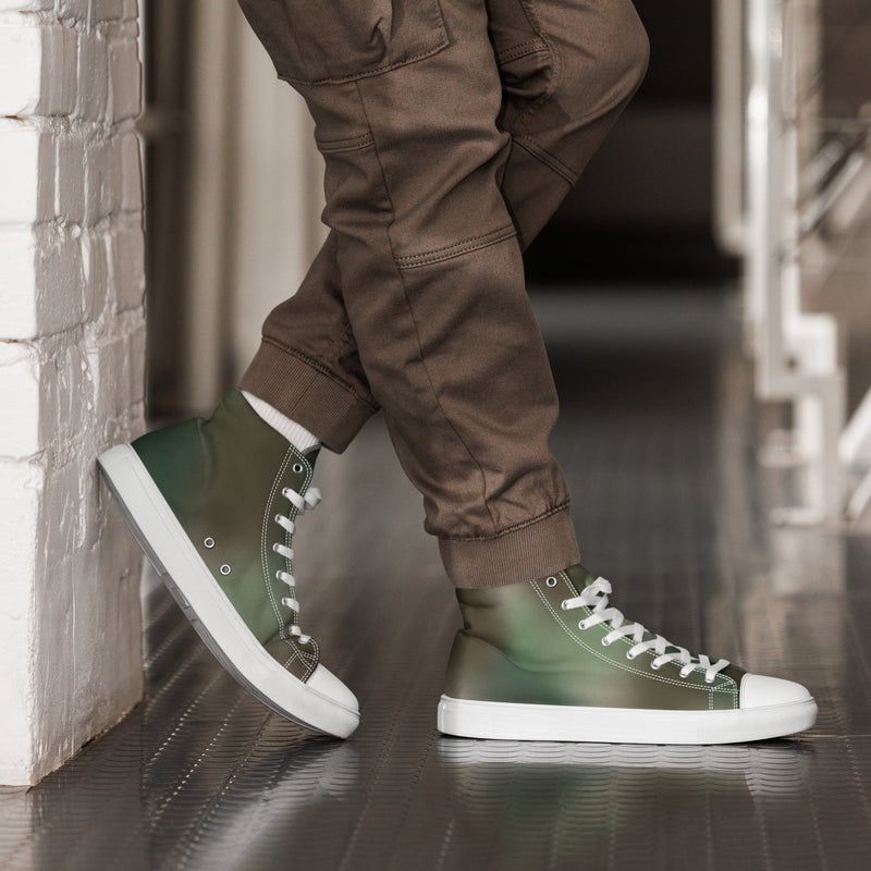 Rebel Mistfade Woodland CAMO Mens High-Top Canvas Shoes - White / 5